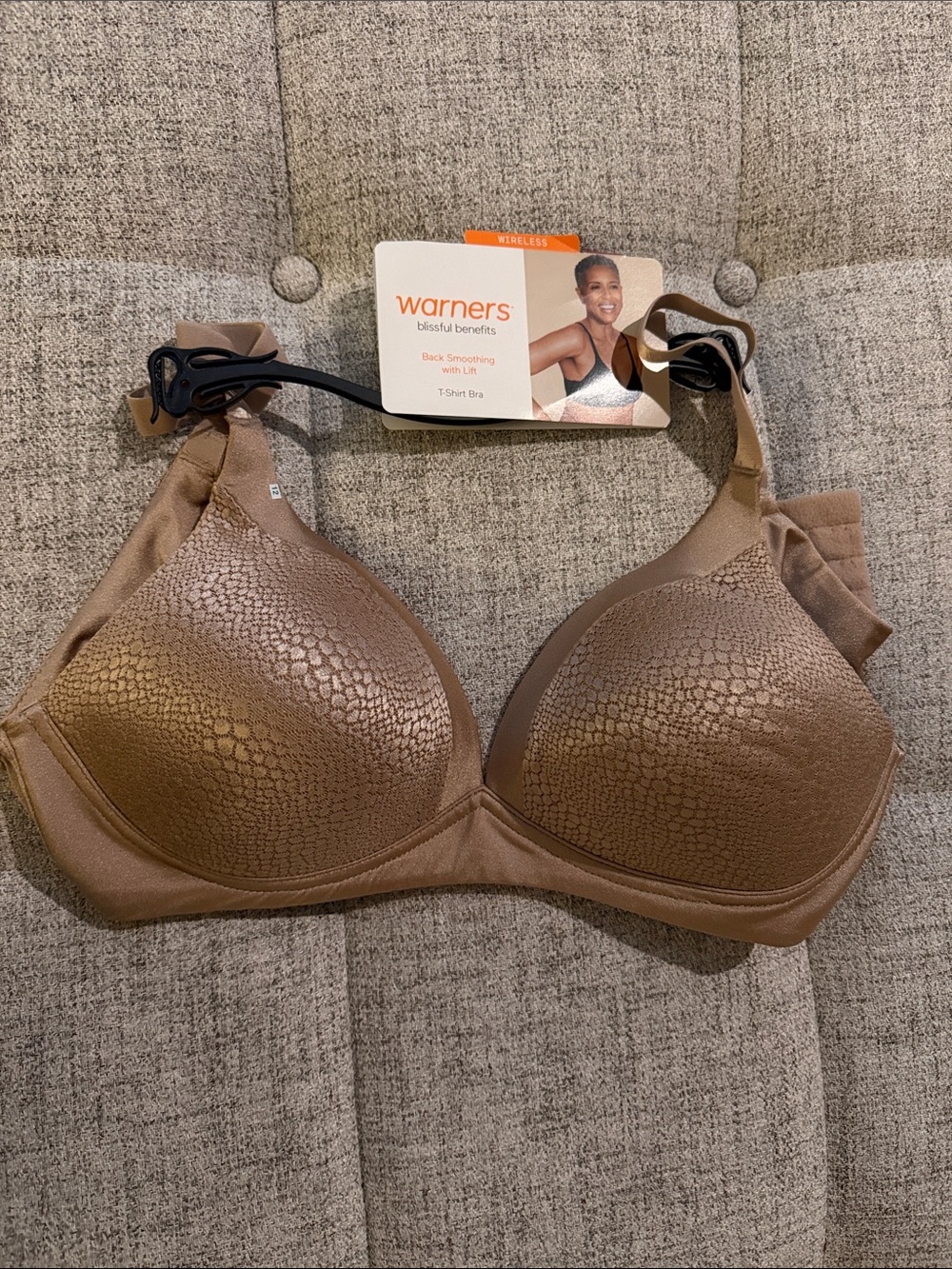 Warner's Brown Wireless T-Shirt Bra with Textured Cups